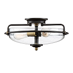 Потолочный светильник со стеклянным плафоном на изогнутых кронштейнах Quoizel  варинант исполнения - 4 | Loft Concept в Москве