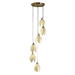 Подвесной светильник светодиодный с 6-ю белыми плафонами в виде цветов Flower Light Gold варинант исполнения - 1 | Loft Concept в Москве