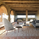 Дизайнерский кофейный стол из дерева с керамической столешницей уличный SWAY Coffee Table варинант исполнения - 9 | Loft Concept в Москве