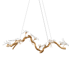 Люстра подвесная линейная с прозрачными стеклянными птичками на ветвях Serip Voa варинант исполнения - 1 | Loft Concept в Москве
