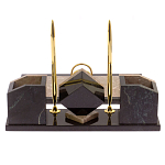 Настольный письменный набор из бежевого мрамора с часами Marble Accessory варинант исполнения - 3 | Loft Concept в Москве