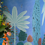 Обои ручная роспись Malwa Special Colourway on blue painted Xuan paper варинант исполнения - 2 | Loft Concept в Москве