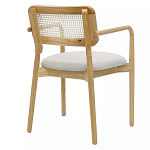 Стул обеденный с мягким сиденьем и спинкой из плетеного ротанга Wood and Textile Chair варинант исполнения - 3 | Loft Concept в Москве