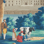 Обои ручная роспись Monuments of Paris Jacquemart on scenic paper варинант исполнения - 1 | Loft Concept в Москве