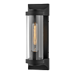 Настенный фонарь в индустриальном стиле с вытянутым цилиндрическим плафоном из прозрачного стекла и черным корпусом Hinkley варинант исполнения - 4 | Loft Concept в Москве