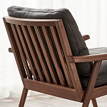 Кресло c каркасом из массива дерева и мягкой кожаной обивкой Walnut Armchair варинант исполнения - 9 | Loft Concept в Москве