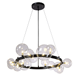 Люстра круглая подвесная с 15-ю прозрачными шарообразными плафонами из стекла Iona chandelier варинант исполнения - 8 | Loft Concept в Москве