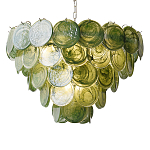 Люстра из зеленых стеклянных дисков с перламутровым эффектом Green Glowing Glaze варинант исполнения - 6 | Loft Concept в Москве