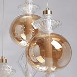 Люстра с плафонами из прозрачного и янтарного стекла в виде шаров и ромбов Gabriel Scott Luna варинант исполнения - 9 | Loft Concept в Москве