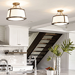 Потолочный светильник со светлым текстильным абажуром Hinkley варинант исполнения - 10 | Loft Concept в Москве