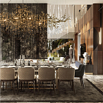 Подвесная люстра в виде ветвей деревьев золотого цвета с прозрачными подвесками-каплями 10 и 14 ламп Droplet Chandelier варинант исполнения - 7 | Loft Concept в Москве