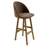 Барный стул со спинкой на 4-х деревянных ножках Коричневый Велюр Vendramin Chair  варинант исполнения - 1 | Loft Concept в Москве