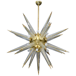 Люстра Brass Sputnik Chandelier with Murano Glass Spikes