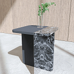 Slice журнальный столик из мрамора и массива дуба варинант исполнения - 1 | Loft Concept в Москве