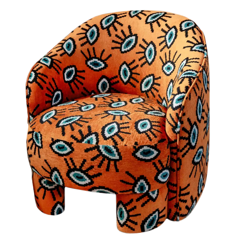Акцентное Кресло Leela Оранжевый Орнамент Оранжевый в Москве | Loft Concept 