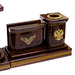 Настольный письменный набор с часами и визитницами из природного камня обсидиана Royal Present варинант исполнения - 3 | Loft Concept в Москве