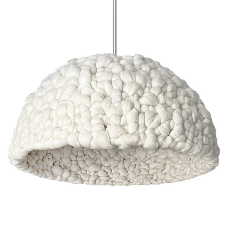 Вязаный подвесной светильник из шерсти Dome Wool Lamp Белый Вязаный подвесной светильник из шерсти Dome Wool Lamp Белый в Москве | Loft Concept