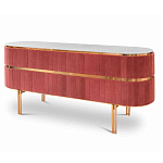 Дизайнерский комод овальный с розовой бархатной обивкой Edith варинант исполнения - 1 | Loft Concept в Москве