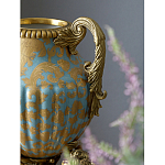 Ваза голубого цвета из фарфора с золотым растительным орнаментом и бронзовыми фигурками женщин Eden Garden porcelain and bronze варинант исполнения - 8 | Loft Concept в Москве