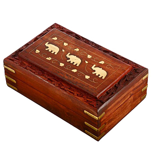 Шкатулка Three Elephants Indian Inlay Box