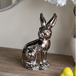 Статуэтка заяц из текстурированной терракоты и покрытый глянцевой краской под бронзу Rabbit Charm  варинант исполнения - 5 | Loft Concept в Москве