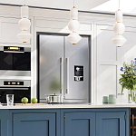 Подвесной светильник белого цвета с тремя геометрическими плафонами Alora Mood варинант исполнения - 12 | Loft Concept в Москве