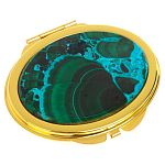 Зеркало карманное складное овальное из натурального камня Малахит с Хризоколлой Gold Stone Mirrors варинант исполнения - 1 | Loft Concept в Москве