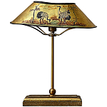 Настольная лампа с абажуром из металла Chinoiserie Cranes Table Lamp Gold варинант исполнения - 1 | Loft Concept в Москве