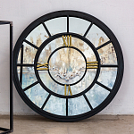 Зеркало настенное в чёрной металлической раме в виде часов Mirror Tower Clock варинант исполнения - 3 | Loft Concept в Москве