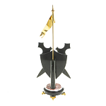 Часы настольные в виде щита с флагом из натуральных камней Змеевик и Креноид Stone Clock варинант исполнения - 4 | Loft Concept в Москве