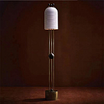 Торшер с белым фактурным абажуром и декором из черных сфер Echoes of Light варинант исполнения - 1 | Loft Concept в Москве