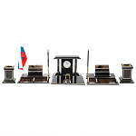 Настольный письменный набор с часами из природного камня обсидиана Team leader варинант исполнения - 1 | Loft Concept в Москве