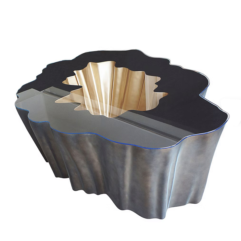 Кофейный стол Burl Exotic tree Coffee Table Brown Серый Черный Золотой в Москве | Loft Concept 