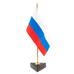 Флагшток настольный с флагом России из камня обсидиан Stone Flagpole варинант исполнения - 2 | Loft Concept в Москве