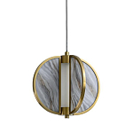 Подвесной светильник с круглым плафоном из искусственного алебастра в бронзовой оправе Marbella варинант исполнения - 1 | Loft Concept в Москве