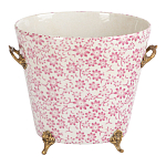 Кашпо из белого фарфора с розовым цветочным орнаментом Eden Garden варинант исполнения - 1 | Loft Concept в Москве