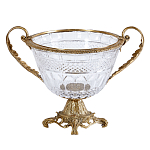 Чаша из прозрачного стекла с ручками и ободком из бронзы Eden Garden варинант исполнения - 1 | Loft Concept в Москве