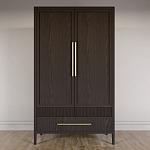 Шкаф платяной Primo с выдвижными ящиками шпон Темный орех варинант исполнения - 2 | Loft Concept в Москве