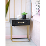 Приставной столик с резным узором на выдвижном ящике Black Table Carved Pattern варинант исполнения - 8 | Loft Concept в Москве