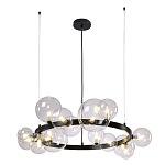 Люстра круглая подвесная с 15-ю прозрачными шарообразными плафонами из стекла Iona chandelier варинант исполнения - 7 | Loft Concept в Москве