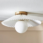 Потолочный светильник с белым плиссированным абажуром Headquarters варинант исполнения - 1 | Loft Concept в Москве