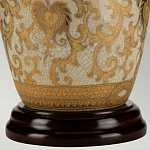 Настольная лампа с фарфоровым основанием с декоративным орнаментом и белым абажуром на темной круглой подставке Elstead Lighting варинант исполнения - 9 | Loft Concept в Москве