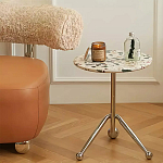 Дизайнерский журнальный стол с круглой столешницей на изогнутых стальных ножках Obafaby варинант исполнения - 1 | Loft Concept в Москве