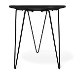 Стол журнальный с круглой столешницей из стекла на 3-х черных ножках Beige Marble варинант исполнения - 4 | Loft Concept в Москве