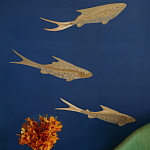 Обои с вышивкой ручной работы Deco Fish Aurum colourway on Caribbean Sea slub silk варинант исполнения - 1 | Loft Concept в Москве