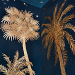 Обои с вышивкой ручной работы Deco Palms Original colourway on velvet варинант исполнения - 3 | Loft Concept в Москве