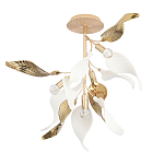 Люстра потолочная с белыми матовыми и золотыми глянцевыми листьями Wintery flovers варинант исполнения - 1 | Loft Concept в Москве