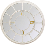 Зеркало настенное в белой металлической раме в виде часов Mirror Tower Clock варинант исполнения - 1 | Loft Concept в Москве