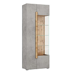 Шкаф-витрина с фасадом цвета серый бетон и стеклянными дверками Grace of Furniture варинант исполнения - 2 | Loft Concept в Москве