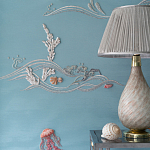 Обои с вышивкой ручной работы Amami Waves Moonbeam colourway on silk moire варинант исполнения - 4 | Loft Concept в Москве